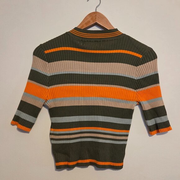 ONLY - Striped Crop Knit Top (Size: XL) - Picture 2 of 3